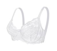 AMISENK Bralette push-up da donna con ferretto con delicato pizzo floreale trasparente tessuto di nylon cinghie regolabili reggiseno sfoderato alla moda bralette in pizzo puro alla moda, bianco, 44