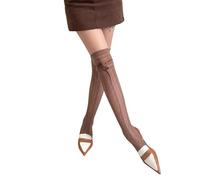 AMISENK Calze a rete da balletto con lacci, in nylon, sopra il ginocchio, per donne e ragazze, Colore caffè., Taglia unica