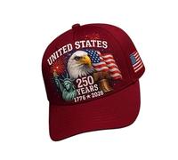 AMISENK Cappello commemorativo degli Stati Uniti 250 anni stampato regolabile in cotone traspirante unisex cappello da baseball per donne e uomini cappello da celebrazione patriottica unisex, A