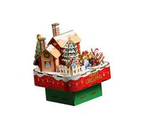 AMISENK Carillon di legno di Natale modello Building Block Handmade Holiday Decoration ragazzi e ragazze regalo di compleanno legno naturale Natale Music Box