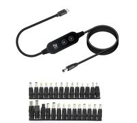 AMISENK Cavo di ricarica adattatore da tipo C a DC5521 Tensioni regolabili Connettori multipli Opzione per laptop e dispositivi Convertitore di tensione regolabile