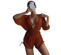 AMISENK Costume da bagno da donna, 3 pezzi, bikini da donna, tinta unita, taglio alto, con copertura per le vacanze