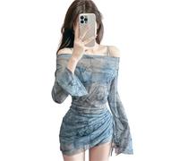 AMISENK Costume da bagno da donna diviso con camicia da spiaggia alla moda costume da bagno diviso set costumi da bagno imbottiti con pantaloncini a vita alta pantaloncini comodi costumi da bagno per