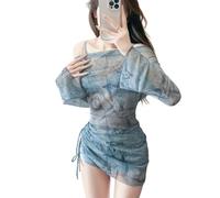 AMISENK Costume da bagno da donna diviso con camicia da spiaggia alla moda costume da bagno diviso set costumi da bagno imbottiti con pantaloncini a vita alta pantaloncini comodi costumi da bagno per