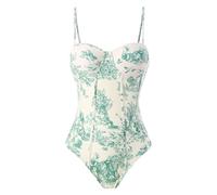 AMISENK Costume da bagno imbottito da donna con stampa costume da bagno reggiseno push-up siamesi cavezza posteriore nuoto vita bassa vestibilità aderente per le donne