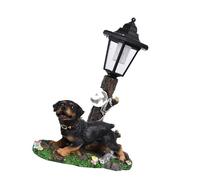 AMISENK Figura decorativa del cane della resina con la lampada solare illuminata per uso esterno impermeabile scultura del giardino decorazione animale decorazione del giardino della resina
