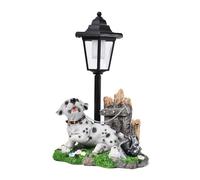 AMISENK Figura decorativa del cane della resina con la lampada solare illuminata per uso esterno impermeabile scultura del giardino decorazione animale decorazione del giardino della resina