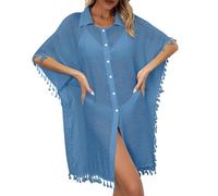 AMISENK Hollow Out Bikini Cover Up Beach Dress Costume da bagno Coverups Donne Wrap Costumi da bagno Coverups Per Partito Crochet Per Le Donne Nappe Costume Da Bagno