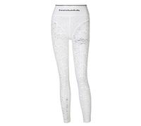 AMISENK Leggings da donna a vita alta in rete trasparente trasparente in pizzo floreale pantaloni lunghi scava fuori collant sportivi elastici leggings in rete per le donne vedere attraverso, bianco