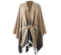 AMISENK Mantello corto Capispalla Personalità Evidenziare Poncho Casual Shopping Capi Per Alla Moda Femminile Guardaroba Essenziale Casual, cachi, Taglia unica