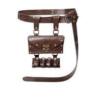AMISENK Marsupio medievale in pelle PU con 4 bottiglie di pozione in sughero, set di sacchetti in vita da mago rinascimentale per cosplay feste a tema rinascimentale accessorio in costume, Borsa Con