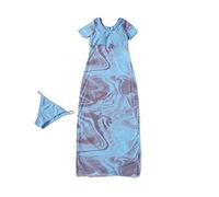 AMISENK Prospettiva Split Cover Ups Costumi da bagno Abito lungo Beachwear Costume da bagno femminile per il sole per la protezione Dres Costumi da bagno Abito femminile Costumi da bagno lunghi Set di