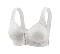 AMISENK Reggiseno con chiusura frontale con gancio push-up sollevatore in morbido cotone comfort da indossare tutti i giorni per le donne reggiseno push up chiusura frontale, Grigio bianco chiaro, XXL