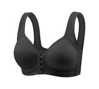 AMISENK Reggiseno con chiusura frontale con gancio push-up sollevatore in morbido cotone comfort da indossare tutti i giorni per le donne reggiseno push up chiusura frontale, Nero , XL