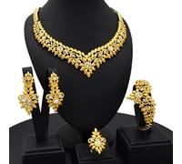 AMISENK Set di accessori da sposa alla moda per donne con collana e orecchini a clip con design a goccia d'acqua