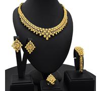 AMISENK Set di accessori da sposa alla moda per donne con collana e orecchini a clip con design a goccia d'acqua