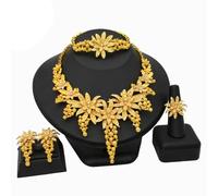 AMISENK Set di accessori da sposa alla moda per donne con collana e orecchini a clip con design a goccia d'acqua