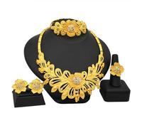 AMISENK Set di accessori da sposa alla moda per donne con collana e orecchini a clip con design a goccia d'acqua