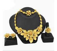 AMISENK Set di accessori da sposa alla moda per donne con collana e orecchini a clip con design a goccia d'acqua