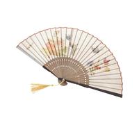 AMISENK Ventaglio tradizionale cinese, pieghevole, elegante, con motivo a farfalla, in legno, per festival e spettacoli teatrali, appassionati di cultura cinese