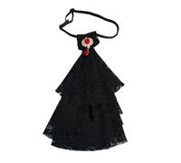 AMISENK Vintage Strass Increspato Pizzo Staccabile Faux Collare Vittoriano Rinascimenti Costume Jabot Accessorio Per Le Donne Vintage Raccolta Accessori, Nero , Taglia unica