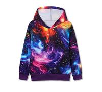 Amissz - Felpa con cappuccio per bambini e ragazzi, con stampa 3D, tasca e pullover, per ragazzi e ragazze di età 6-16 anni, Cielo stellato, 6-7 Years