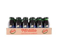 Amita Mirtillo, Bevanda Rinfrescante a Base di Mirtillo (24%) e Succo di Sambuco (9%), Gusto Autentico e Fresco, con almeno il 40% di Frutta - Confezione da 24 Bottiglie di Vetro