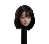 AMITD 1/6 Scale Female Head Sculpt Asian Young Girl Big Movable Eyes Brown Short Hair Head for 12inch Phicen, TBLeague Action Figure Body Collection