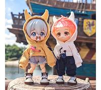 AMITD BJD Clothes Fashion Little Devil Sweater Felpa con cappuccio per Ob11, Molly, GSC, 1/12 Bjd Doll Clothing Doll Accessories Toys (bianco)