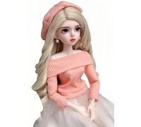 AMITD BJD Doll Kawaii Doll Move Joints Handmade Makeup Cute 24 pollici Collectible Cartoon Dress up Dolls Best Gift (F)