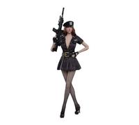 AMITD Fire Girl Toys FG074B 1/6 Scale Female Doll Clothes, Police Dress+ Seamless Stockings + Beret + Underpants+Dermal Belt Set for 12'' Female Action Figure TBLeague Phicen (SJYT-001)