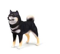AMITD Large Shiba Inu Akita Dog Model Solid Simulation Animal Collector Hand-Made Ornaments Gift (Black)