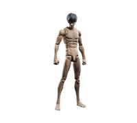 AMITD Personaggio d'azione maschile in scala 1/12, corpo muscolare flessibile da 6 pollici, con scultura della testa e accessori di ricambio, bambola in miniatura, da collezione (pelle gialla)