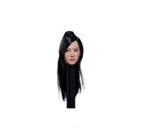 AMITD Scultura della testa femminile in scala 1/6, Beauty Asian Girl Planted Hair Head Carved with Movable Eyes for 12inch PH TBL JO Action Figure Corpo (Black Ponytail Hair)