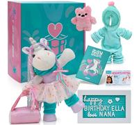 Amitié Lane Itsy - Peluche a forma di unicorno, in confezione regalo, con ballerina, tutina e mini orsacchiotto, ideale come regalo per bambine dai 4 ai 5 anni