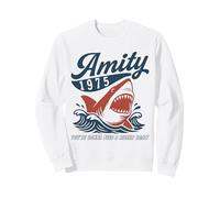 Amity 1975 - Camicia retrò con squalo e Scritta You're Going Need a Bigger Boat Felpa