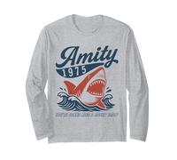 Amity 1975 - Camicia retrò con squalo e Scritta You're Going Need a Bigger Boat Maglia a Manica