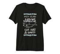 Amity Island Jaws Sun Surf & Squali Maglietta Premium