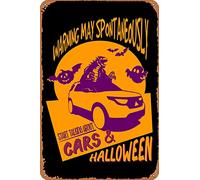 amiuayrta Car Lover HalloweenFunny Funny Bar Pub Home Vintage Horror Classic Metal Movie Poster Tin Sign 20,3 x 30,5 cm