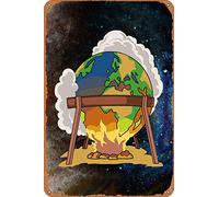 amiuayrta Poster in metallo con scritta "Burning Planet EarthFunny Funny Bar Pub Home Vintage Horror Classic Metal Movie Poster Tin Sign 20,3 x 30,5 cm