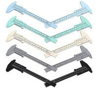 AMIUHOUN 10 pezzi, 150 mm, mini calibro a corsoio in plastica, calibro a doppia scala, strumento di misurazione per SchüLer Ufficio 5 colori