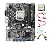 AMIUHOUN 8 GPU B75 Mining Scheda Madre+CPU+ di Alimentazione+Grasso Termico+ Interruttore+ SATA 8X Slot USB 3.0 LGA1155 DDR3 SATA3.0