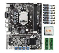 AMIUHOUN 8 schede B75 BTC Mining scheda madre + CPU + 8X VER15X Riser Cards+2X 4G DDR3 Memory 8 USB3.0 (PCIE) GPU LGA1155 DDR3 SATA3.0
