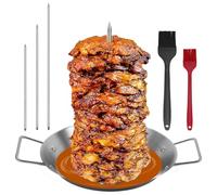 AMIUHOUN Al Pastor Spiedo per Griglia, Spiedino Verticale in Acciaio Inossidabile, Supporto verticale Brasiliano con 3 Picchetti Rimovibili Durevole