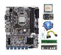 AMIUHOUN B75 12Card Mining Scheda Madre+CPU+Ventola+Grasso Termico+8G DDR3 RAM+SSD 128G+ di Alimentazione+Deflettore 12USB3.0 LGA1155 DDR3 MSATA