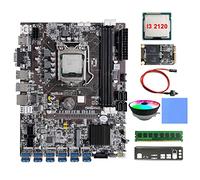 AMIUHOUN B75 12Card Mining Scheda Madre+I3 2120 CPU+Fan+Pad Termico+8G DDR3 RAM+SSD 128G+ Interruttore+Lunetta 12USB3.0 LGA1155 MSATA