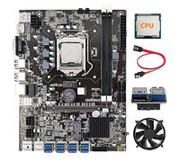 AMIUHOUN B75 8 Scheda BTC Mining Scheda Madre+CPU+Fan+USB3.0 Adattatore 19-Pin+ SATA 8 USB3.0 (PCIE) Slot GPU LGA1155 DDR3 SATA3.0