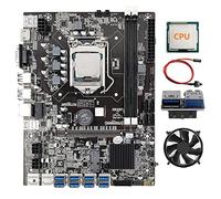AMIUHOUN B75 8 Scheda BTC Mining Scheda Madre+CPU+Fan+USB3.0 Adattatore 19-Pin+ Switch 8 USB3.0 (PCIE) Slot LGA1155 DDR3 SATA3.0
