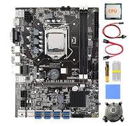 AMIUHOUN B75 8 Scheda BTC Mining Scheda Madre+CPU+Ventola+Pad Termico+Cacciavite+SATA+ Switch 8X USB3.0 (PCIE) LGA1155 DDR3 MSATA