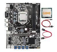 AMIUHOUN B75 8 Scheda BTC Mining Scheda Madre+G840 CPU+ SATA+ Switch 8XUSB3.0 a PClE 1X Slot LGA1155 DDR3 MSATA ETH